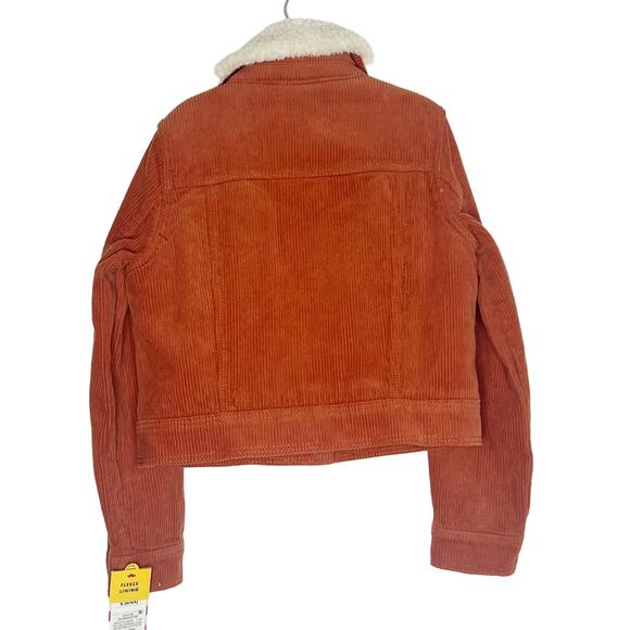 CAT & JACK Girls Sherpa Lined Corduroy Jacket Button Up Burnt Orange Size 6 NWT - Picture 3 of 6